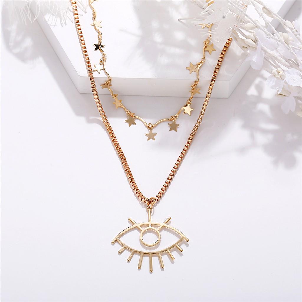 Eye Pendant Multi-Layer Necklace Creative Retro  Trend Star Clavicle Chain
