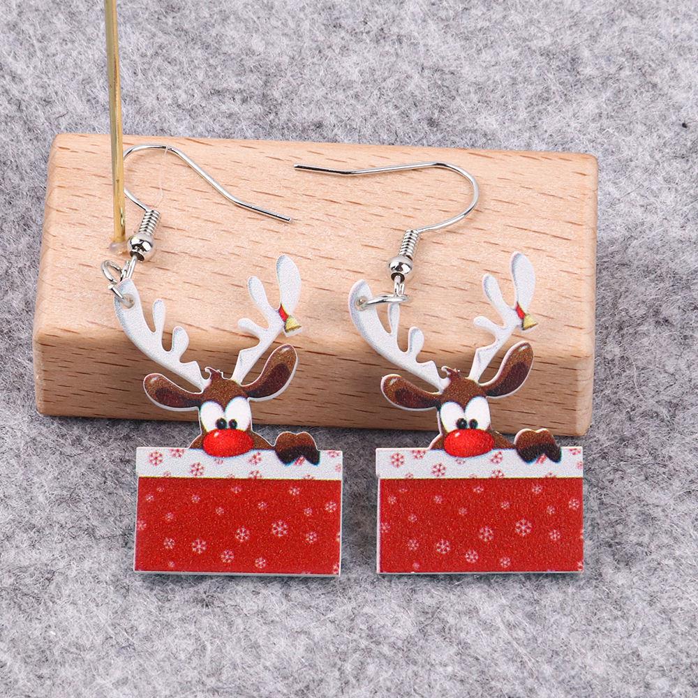 Brincos de Natal Festivos de Desenho Animado: Ganchos de Orelha Fofos e Criativos para um Ambiente de Feriado Divertido