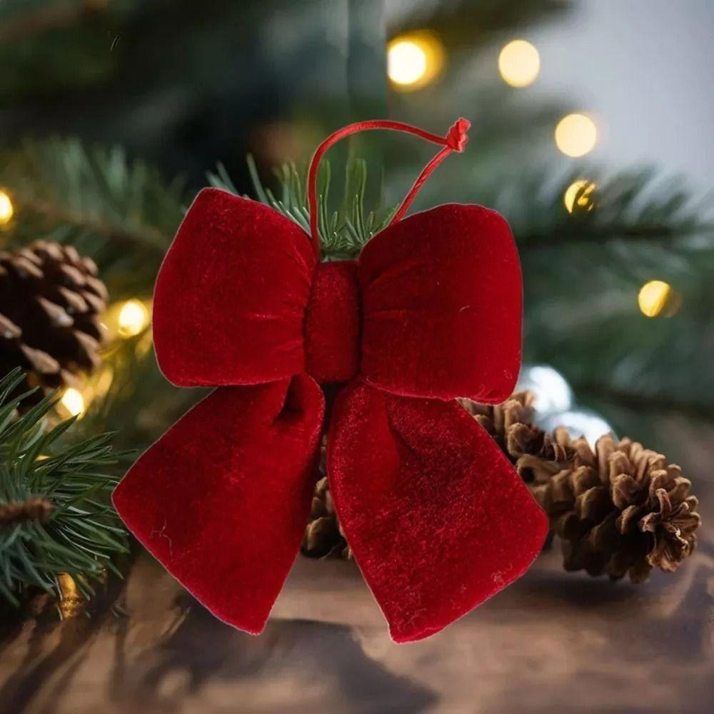 Velvet Fabric Hanging Xmas Ornament Bowknot Shape Christmas Tree Decorations Merry Christmas