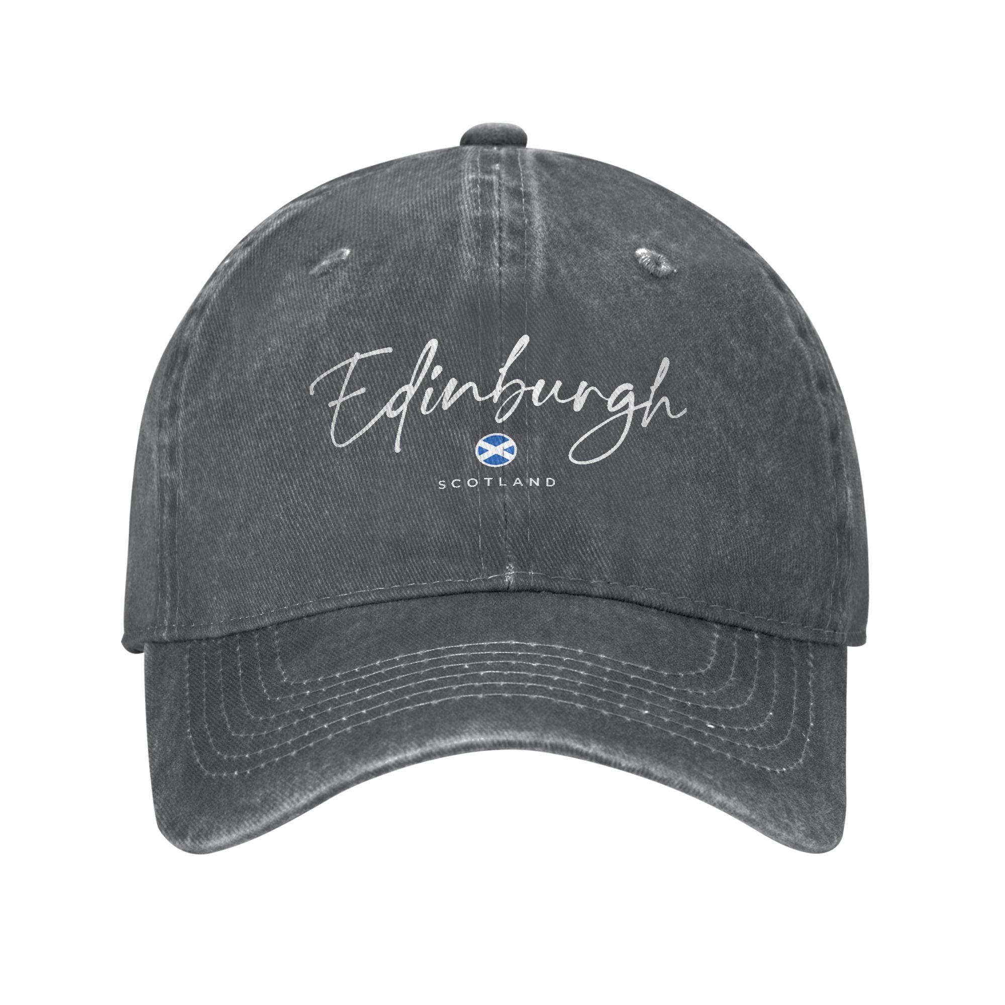 Edinburgh Scotland United Kingdom Unstructured Baseball Cap Distressed Cotton Uk Flag Headwear Unisex Workouts Adjustable Hat Adjustable