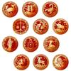 Chinesisches Sternzeichen Magnet: Roter Glasaufkleber mit goldenen Sternbildlinien