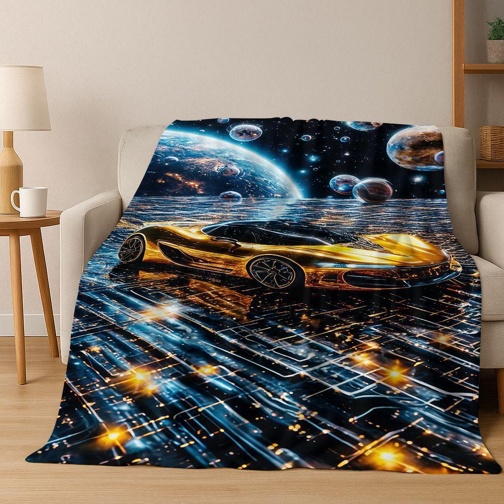 Future Concept Sports Car Racing Bike Art Flannel Blanket,Cozy Soft Throw Blanket for Home Bedroom Bed Sofa Picnic Cover Gift