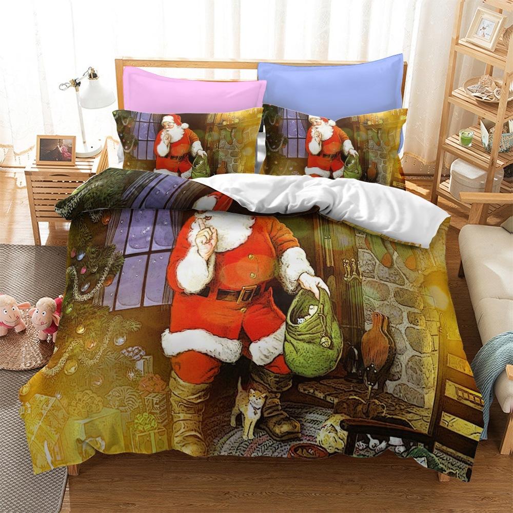 Christmas Series Bedding Three-Piece Home Textile Kit Digital Printing Production