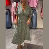 2025 European & American Style V-Neck Plus Size Printed Dress - New Summer Women's Arrivals