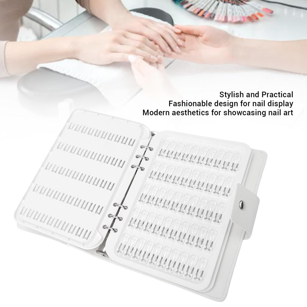 Nail Color Display Book Nail Sample Swatches Book with Clear Fake Nails PU Leather Cover 150 Colors Nail Gel Color Card Book
