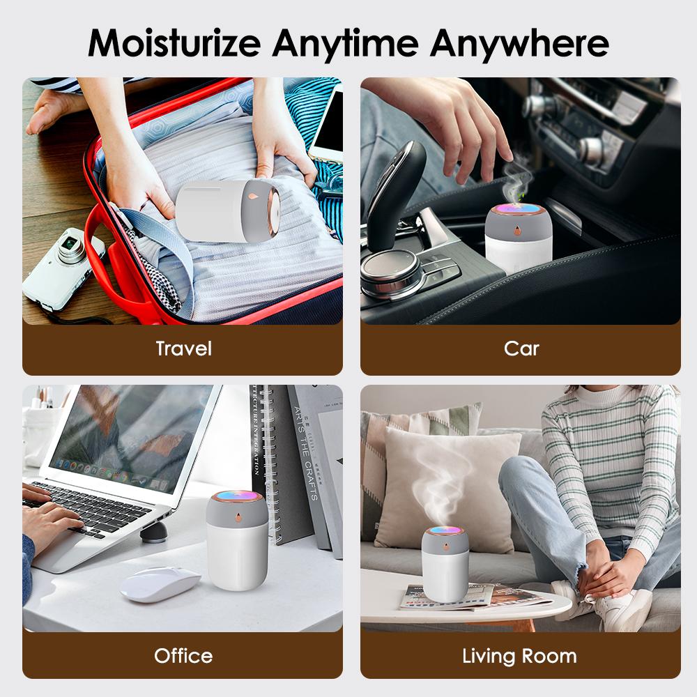 Mini Portable Air Humidifier with Colorful Light Small Air Atomizer for Car Office Bedroom Mute Mist Maker Diffuser