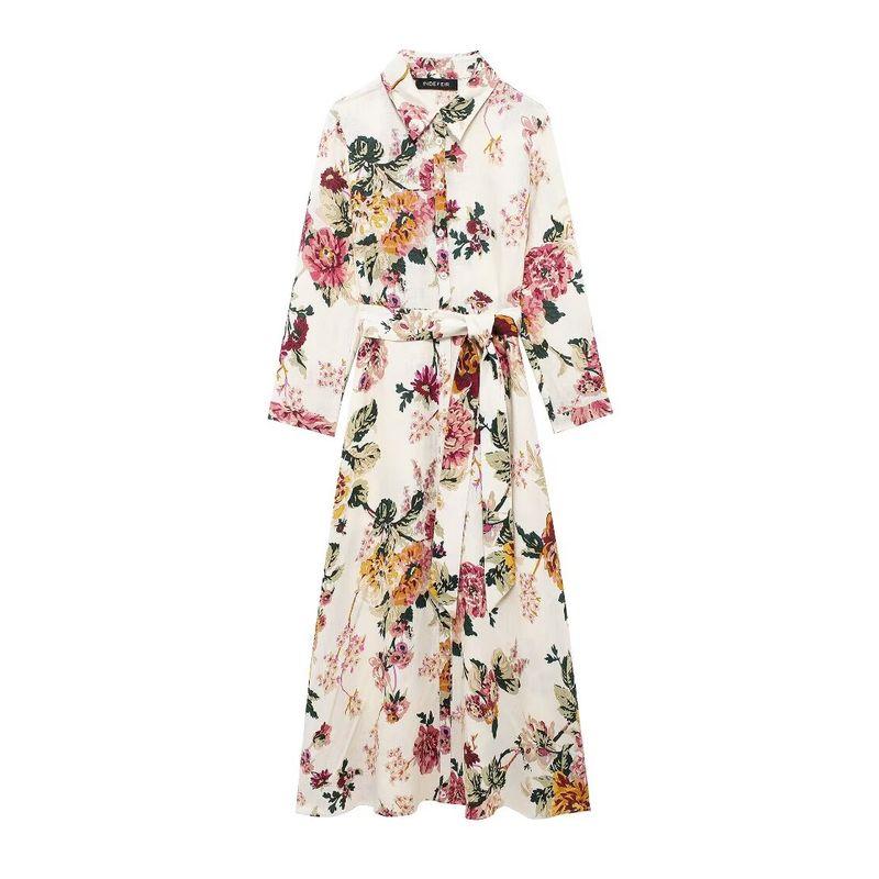 

Kaslead New Arrival Women s Clothing Fashion Style Fashion Casual Cotton Linen Print Shirt Dress 8569154 Flower color L