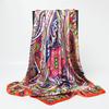 New Spring/Summer Orange Imitation Silk Neckerchief Outdoor Decoration Wraps for Women 90*90cm Cashew Print Square Scarf