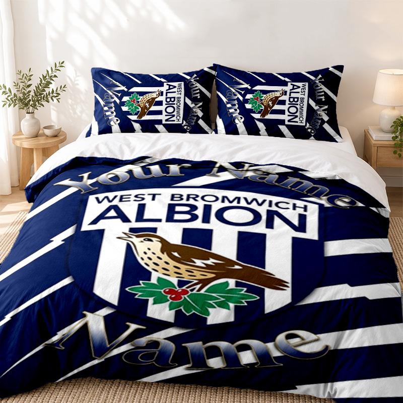 Albion FC Custom Name 3pc set Perfect for bedroom use Comfortable bedding set includes a duvet cover and two pillowcases Ideal birthday or Christmas g