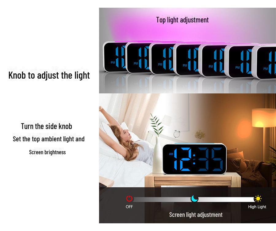 RGB Student Multifunktionell LED Väckarklocka - Färgglad Digital Ljusstark Display