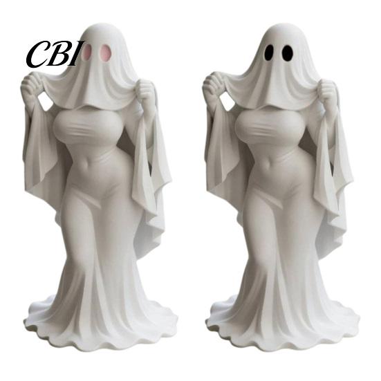 Halloween Decor Figurine Ghost Lady Ornament, Durable PLA 3D Printing Figure, Printed Full of Mystery Collectible, for Desktop Bookshelf Home