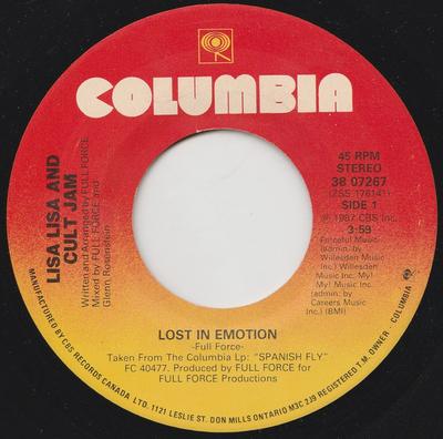 7inch Record LISA LISA & CULT JAM - Lost In Emotion 3807267 Columbia 1987 Canada Dance & Electronica Used