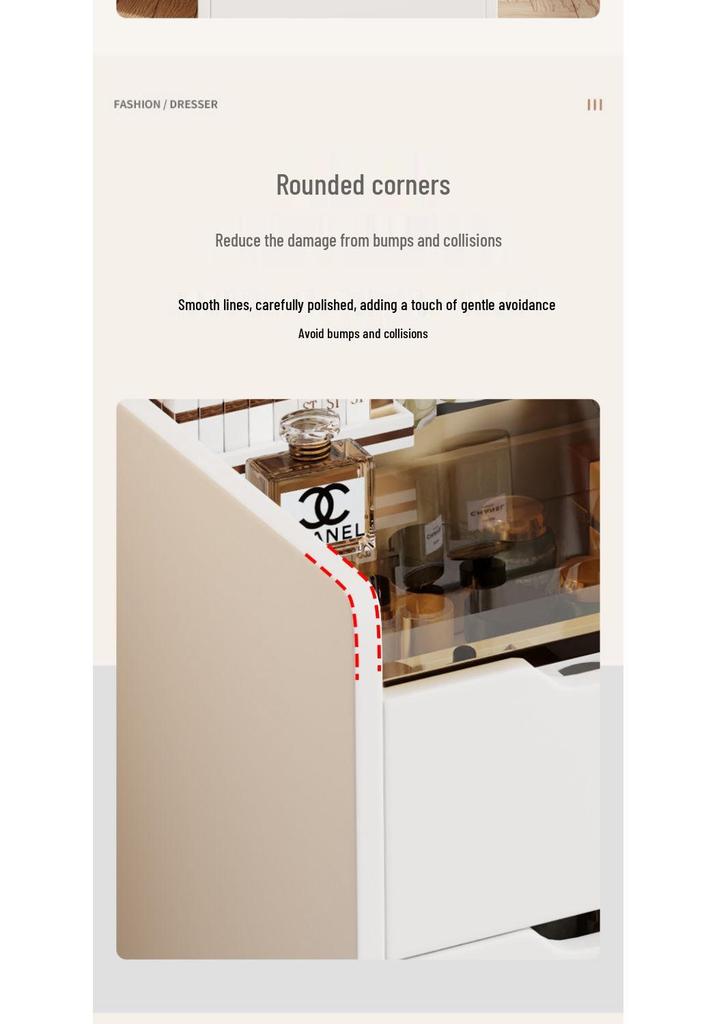Cream Modern Minimalist Flip-Top Makeup and Storage Table for Bedrooms