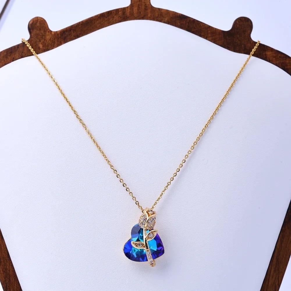 Heart of the Ocean Titanium Steel Fade Necklace Love Rose Niche Light Luxury Feminine Clavicle Chain Versatile Sense of Luxury