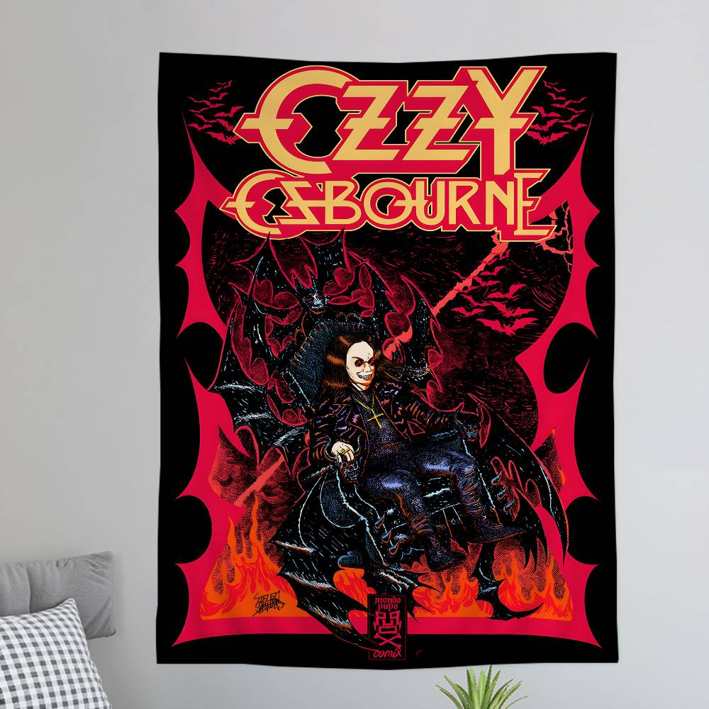 

Retro Oozzy Oosbourne Band Colorful Tapestry Wall Hanging Hanging Tarot Hippie Wall Rugs Dorm Wall Art Decor 74x94cm(29x37in)