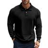 Men's Spring and Autumn Lapel Solid Color Casual Base American Retro Heavy Shoulder Long Sleeve Polo POLO Shirt Men's