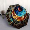Stained Celestial Window Panel: Moonlit Night DesignUmbrella, Portable 3-Fold Compact Umbrella for Men & Women Gift