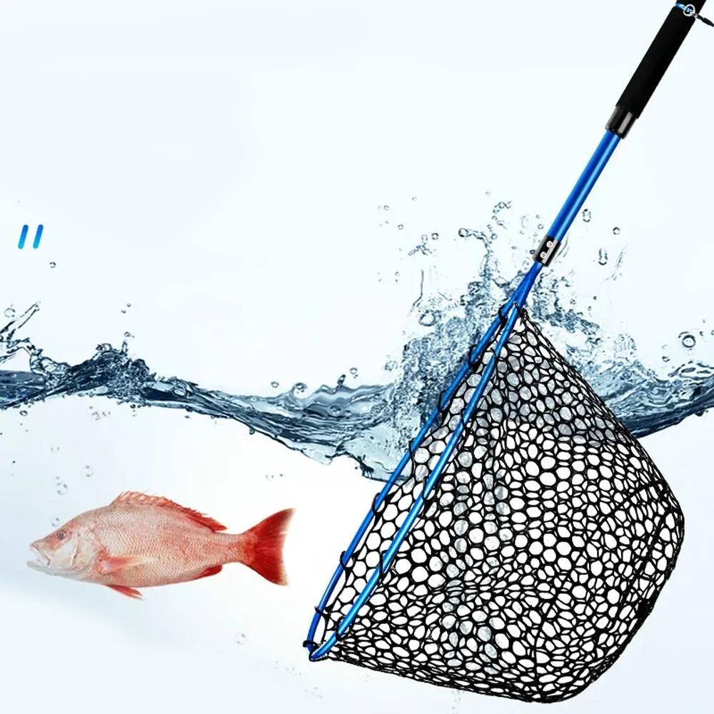Dip Net Folding Portable Ultra Light Big Fishing Hand Lure Nets Silicone No harm Fish for Sea Saltwater Speed Extension Outdoor