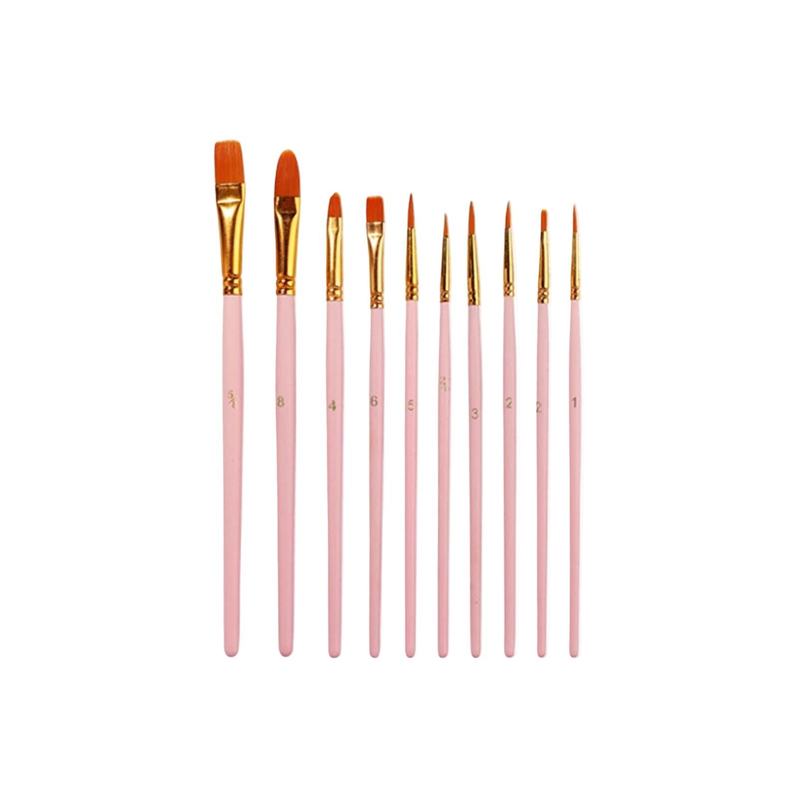 

Premium 10-Piece Pink Paint Brush Set for Acrylic, Watercolor, Oil Painting – Professional Art Supplies Kit for Artists, Kids, and Beginners One Size рожевий