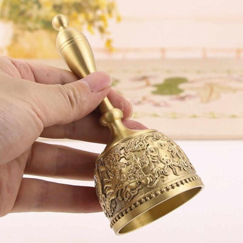 Handrassel Messingglocke mit Griff Schulklasse Zuhause Tischdekoration Messingglocke Rassel für Babys Vintage-Stil