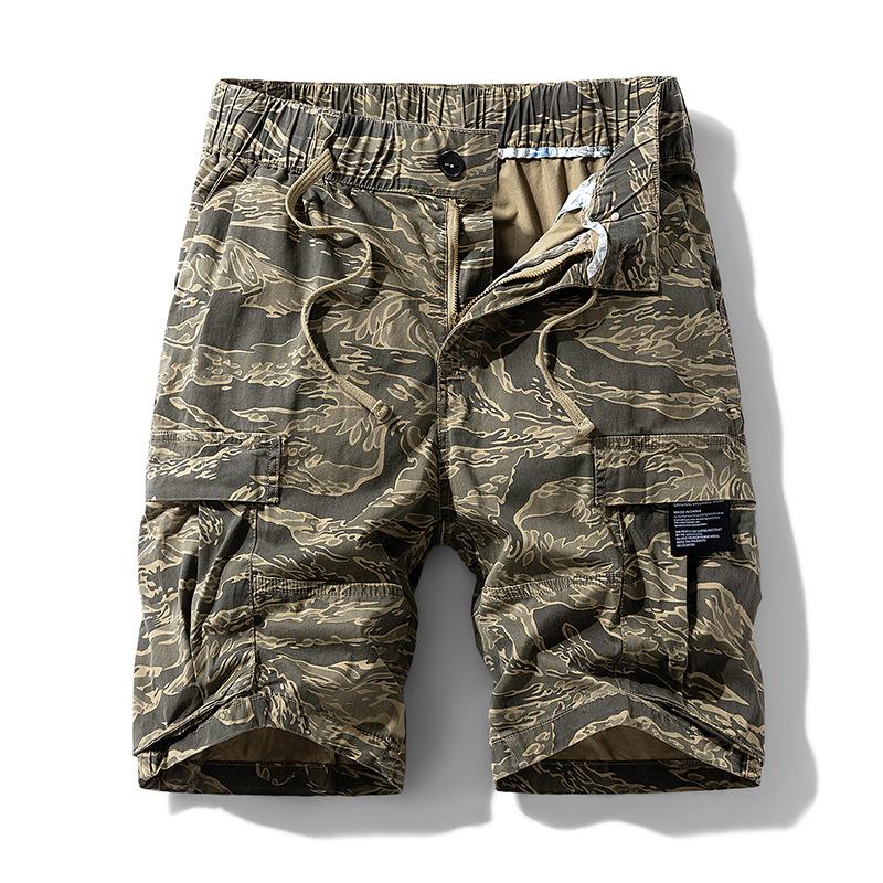 Men Pure Cotton Cargo Shorts Men Casual Loose Cargo Shorts Fashion Streetwear Sports Daily Short Trousers S