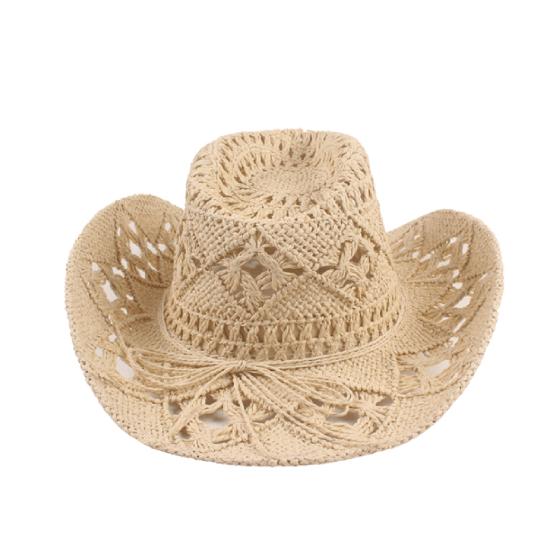 Sombrero de Vaquero Clásico Vintage Hueco Unisex Borde Rizado Ala Ancha Sombrero de Sol para Hombre Sombrero de Pesca