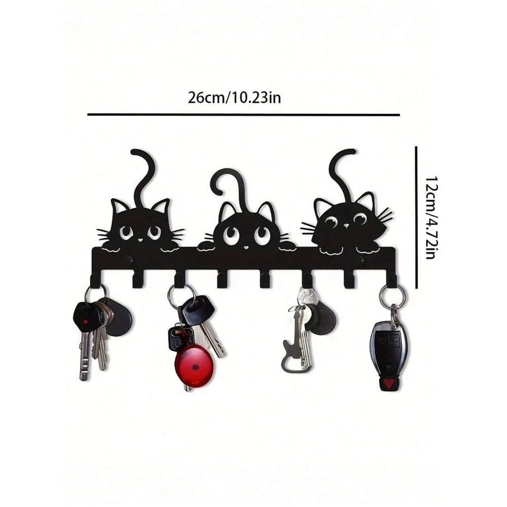 1pc Cat Shape Wall Mounted Coat Rack Key Holder Hook Entryway Hallway Home Decor Organization Hanger For Bedroom Kitchen Office