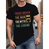 European Sizes Plus Size Men's Truck Driver Graphic T-Shirt | Crew Neck, Knit Fabric, Slight Stretch, Summer Casual Tee for Big & Tall Adults