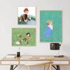 1pc Children's Day Art Poster Cute Girl with Animals Nature Art Boys and Girls Room Decoration Perfect Gift for Children's Day