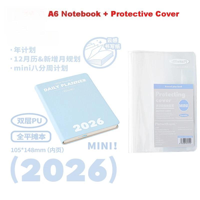 2026 Pocket A6 Notebook Planner Soft Cover Mini Journal Daily Plan Weekly Yearly Monthly Planning Agenda Calendar Gift