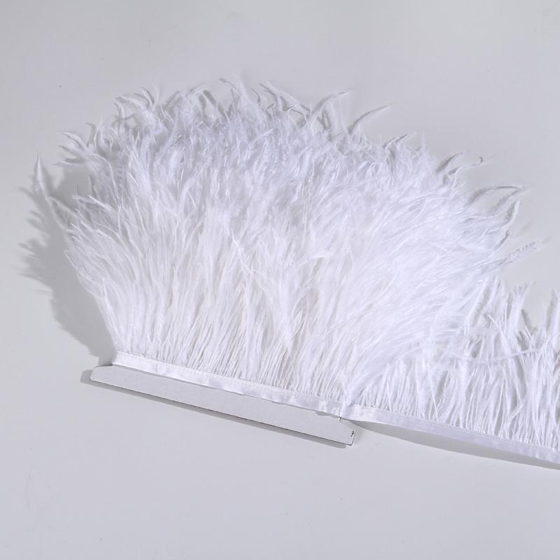 Ostrich Feather Trim 8-10cm 10-15cm 10Meters Fringe White for Clothes Ribbon Skirt Plumas Plume Decoration Wedding Party