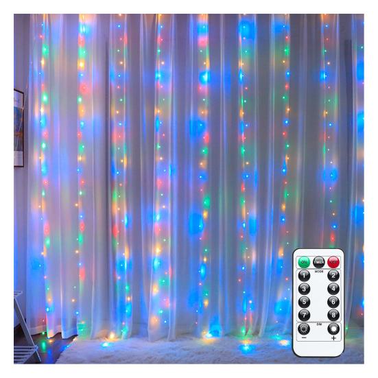 300 LED Fairy Curtain Lights 9.8ft x 9.8ft Window Wall Hanging String Light USB Powered Curtain Light for Bedroom Backdrop Wedding Party Indoor Decor
