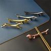 Easy To Clean Zinc Alloy Dachshund Chopstick Stand Holder for Home Dinning Table