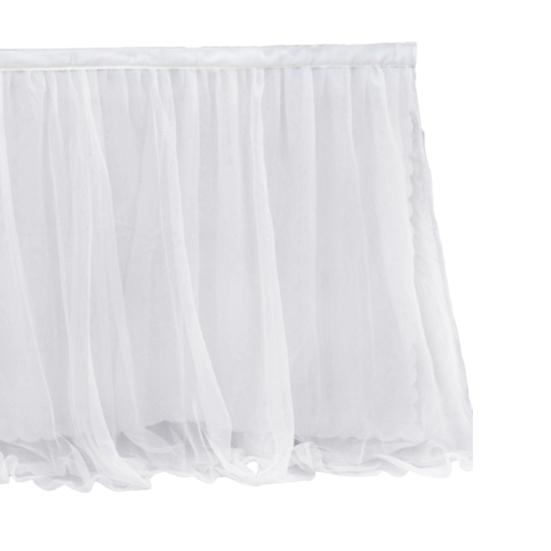 Tulle Table Skirt for Rectangular Tables White Pleated Table Cloth 6Ft/9Ft Wrinkle Free Tablecloth with Tutu Skirt Party Banquet Cake Table Decoration