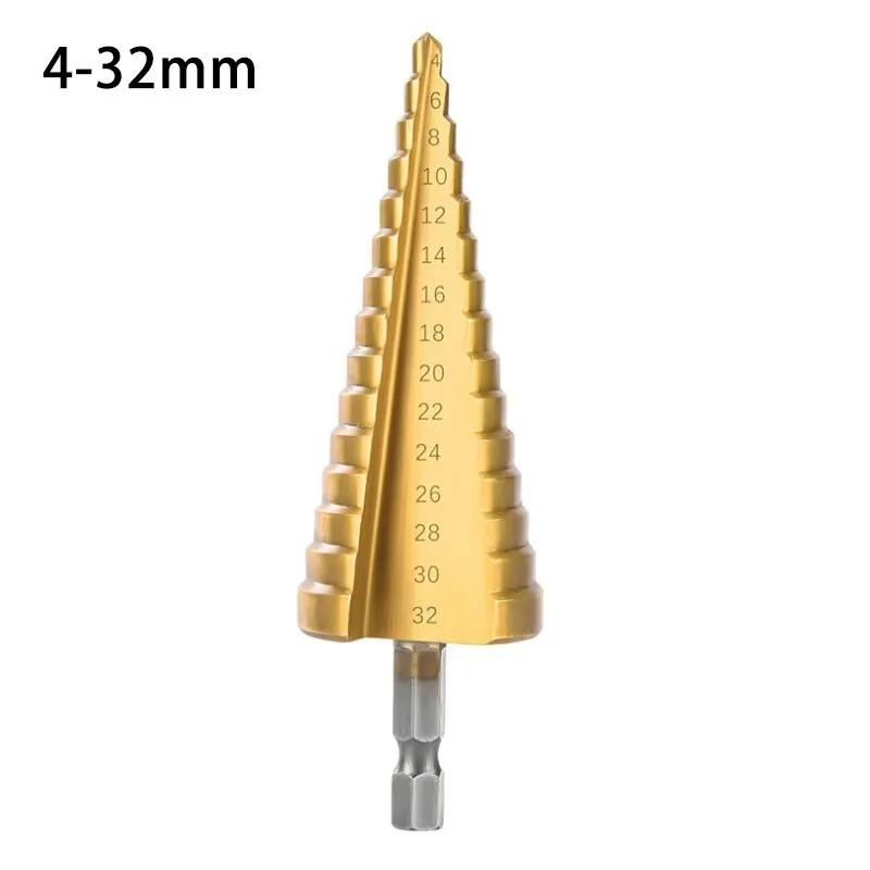 4-12 3-12 4-20 4-32mm HSS Steel Step Drill Bit Drilling Power Tools Metal High Speed Steel Wood Hole Cutter Cone Drill