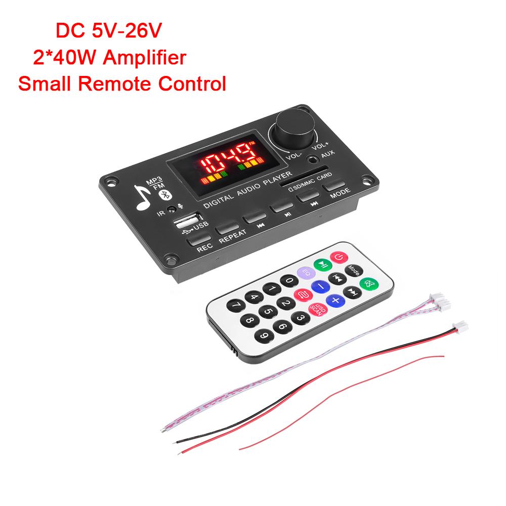 2*40W MP3 WAV Decoder Board Bluetooth 5.0 80W Amplifier Support USB TF FM Radio Mp3 Music Player Speaker Handsfree Car Audio