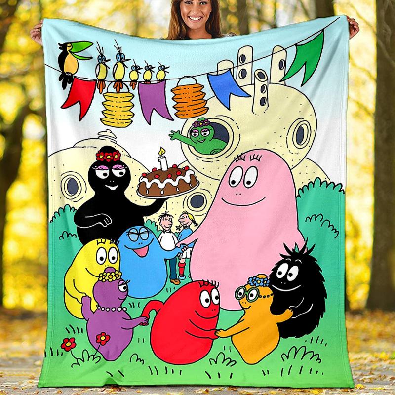 Barbapapa1 printed throw blanket—lightweight,soft,warm;versatile blanket for all seasons—perfect as &air-conditioning throw,nap blanket