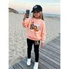 Girls' Halloween Boo Casual Comfortable Soft Loose Pullover Sweatshirt and Leggings 2-Piece Set, New Autumn/Winter, Playful, Sweet and Cool Style