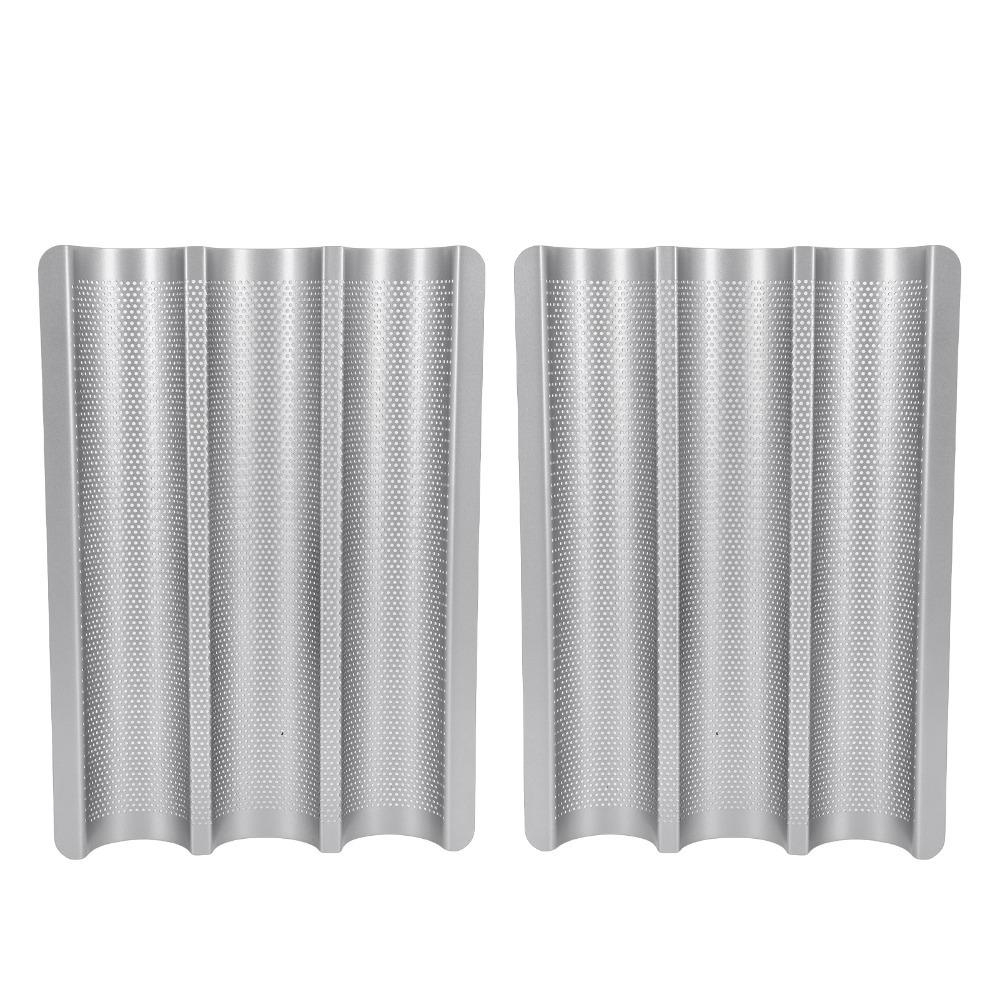 2PCS Nonstick Baguette Baking Pan Three Channel Bread Baking Tray Commercial Bakery