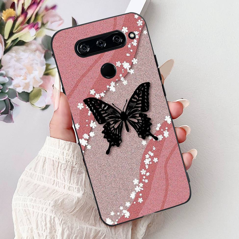 Funda For LG V40 ThinQ Case Cover Silicone Luxury Fashion Cute Cat Cool Shockproof Bumper Casing For LG V405 LM-V405 LM-V409N