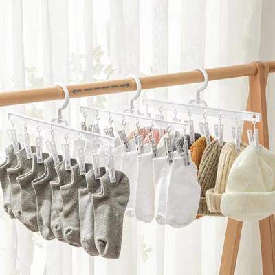 5pcs 8 Clips Socks Drying Rack Non-Slip Plastic Drying Clips Windproof Multi-Function Storage Organiser Balcony