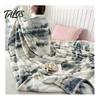Manta Ligera de Aire Acondicionado 3D Burbuja Felpa Manta de Tiro, Tie Dye Piel Sintética de Conejo Textura Suave Peluda Cama Polar Cálida Acogedora Decorativa