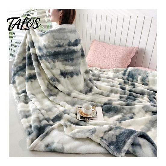 Manta Ligera de Aire Acondicionado 3D Burbuja Felpa Manta de Tiro, Tie Dye Piel Sintética de Conejo Textura Suave Peluda Cama Polar Cálida Acogedora Decorativa