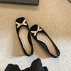 2025 Spring and Autumn New Fashion Versatile Temperament High Heel Light Mouth Bow Versatile Thick Heel Single Shoes Women's Shoes