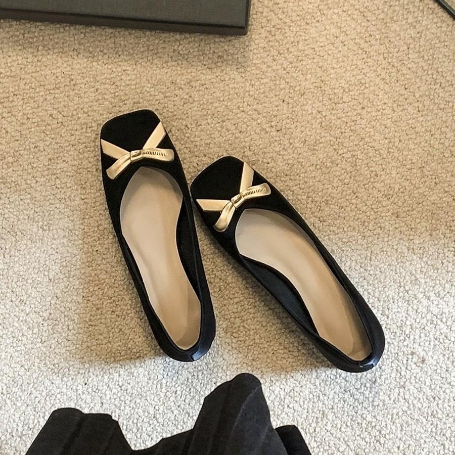 2025 Spring and Autumn New Fashion Versatile Temperament High Heel Light Mouth Bow Versatile Thick Heel Single Shoes Women's Shoes