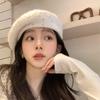 Solid Color Beret Hat Hollow Out Hollow Out Hat Stylish Double Layer Beret  Autumn Winter