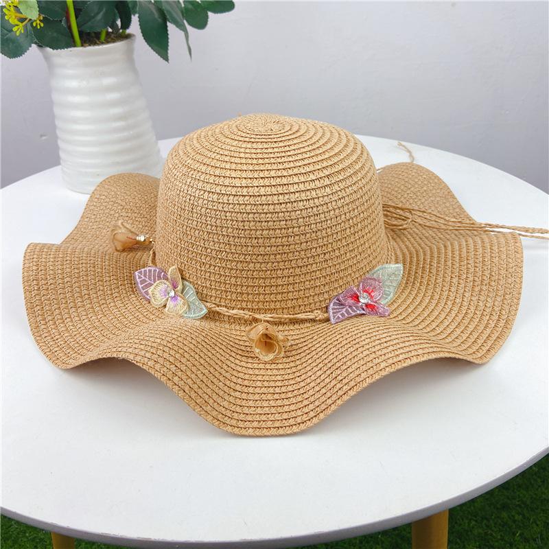 Hot Sale Lace Leaf Flower Sun Hat Lotus Wave Edge Straw Hat Beach Hat Travel Sun Protection Hat