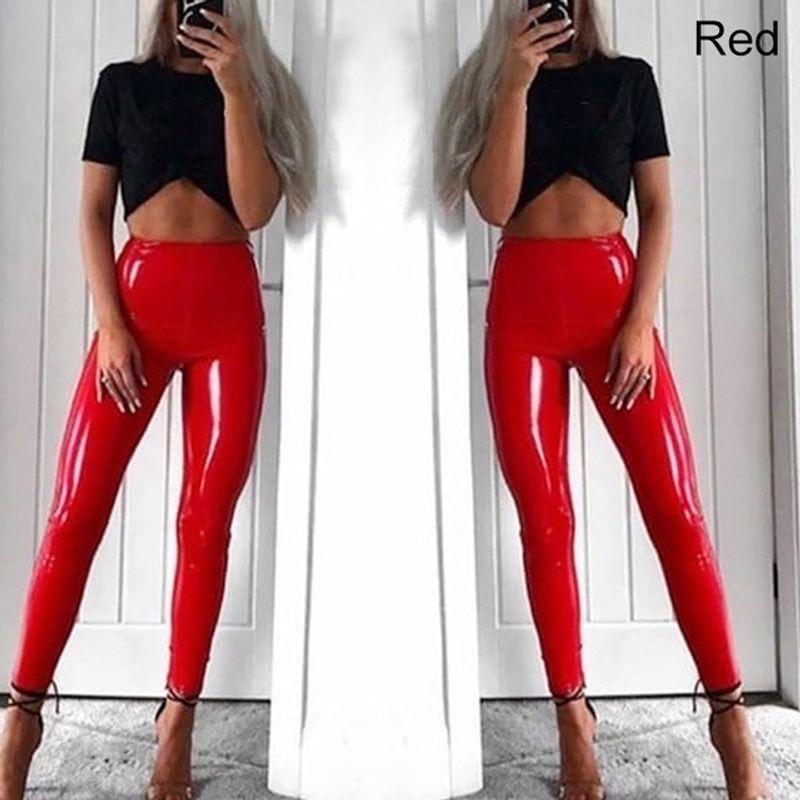 

Pu Elastic Bright Slim Leather Pants 3XL Pu Elastic Bright Color Silm Leather Pants Red 3XL