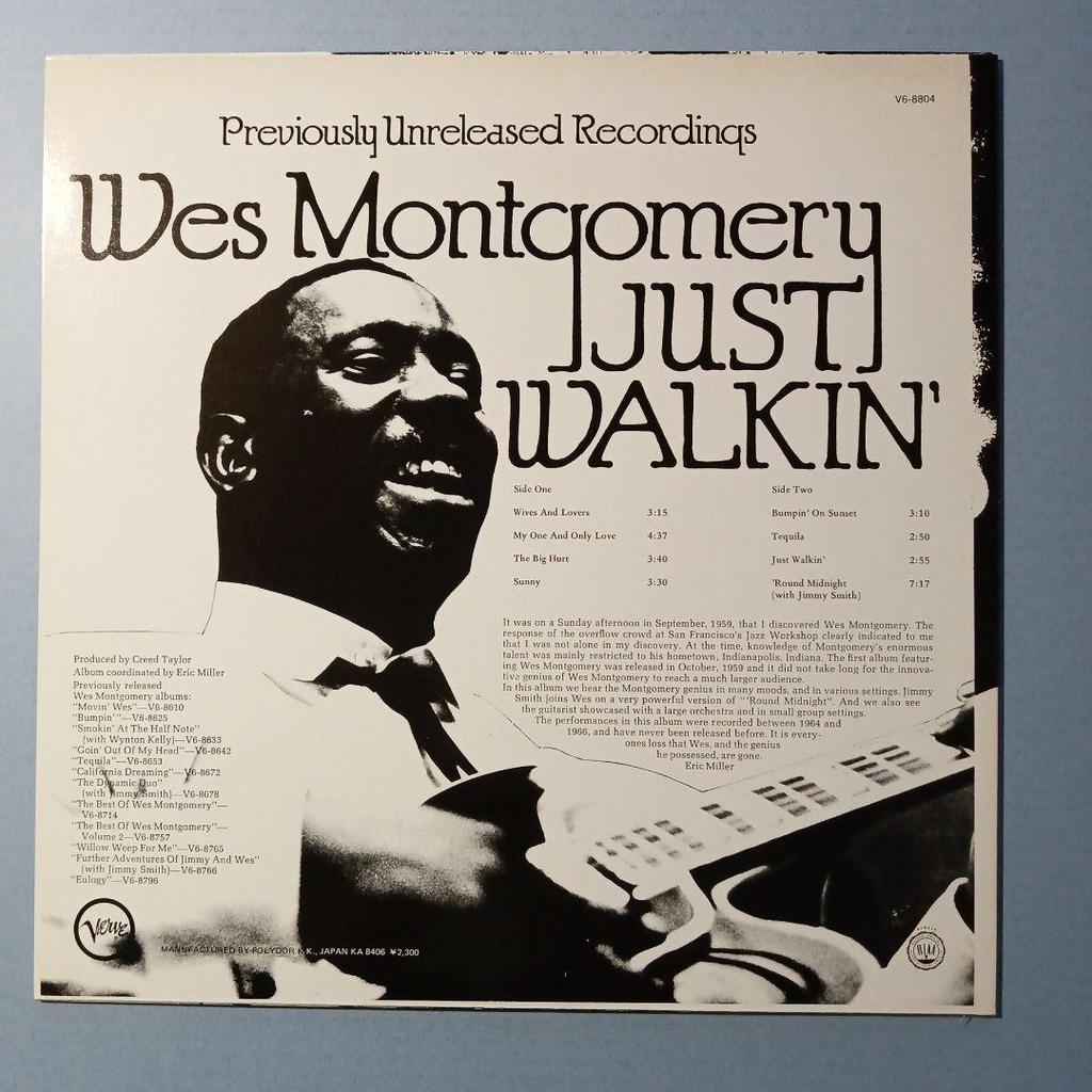 [USED] Wes Montgomery Unreleased Works/Just Walkin' LP Record Sample Not for Sale