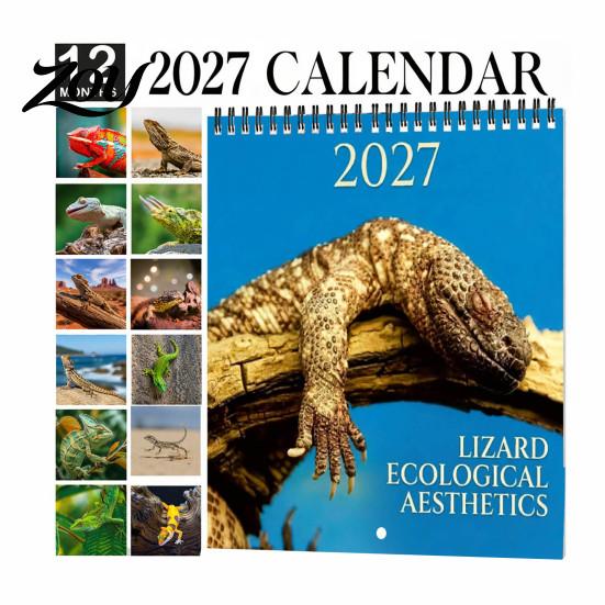 Lizard Collector Items 2025 Wall Calendar 12 Month Hanging Monthly Planner with Thick Schedule Organizer Matte Paper and Double Coil Binding for Home